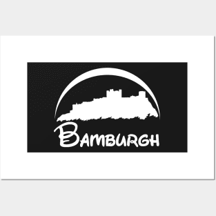 Bamburgh Castle (White Logo) Posters and Art